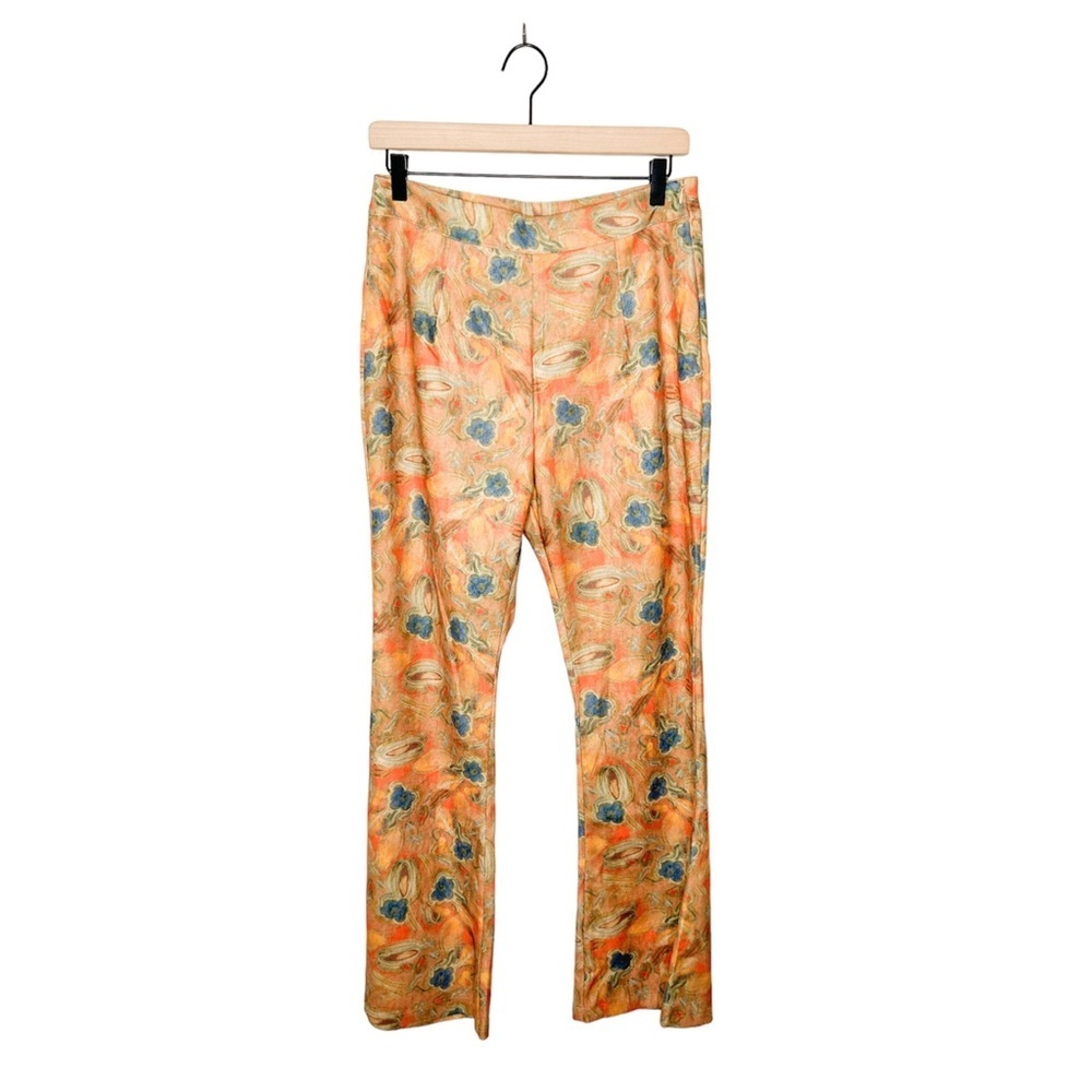 NWT CIDER Antique Painting Retro Flared Trousers Pull On Pants Medium M‎